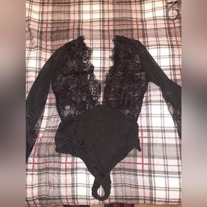 2xl black long-sleeved bodysuit